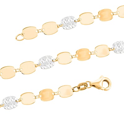 Italian Diamond-Cut Necklace in 10K Yellow and White Gold 3.26 Grams 20 Inches