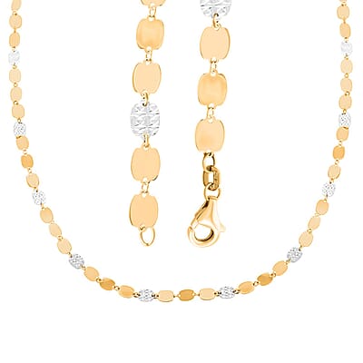 Italian Diamond-Cut Necklace in 10K Yellow and White Gold 3.26 Grams 20 Inches