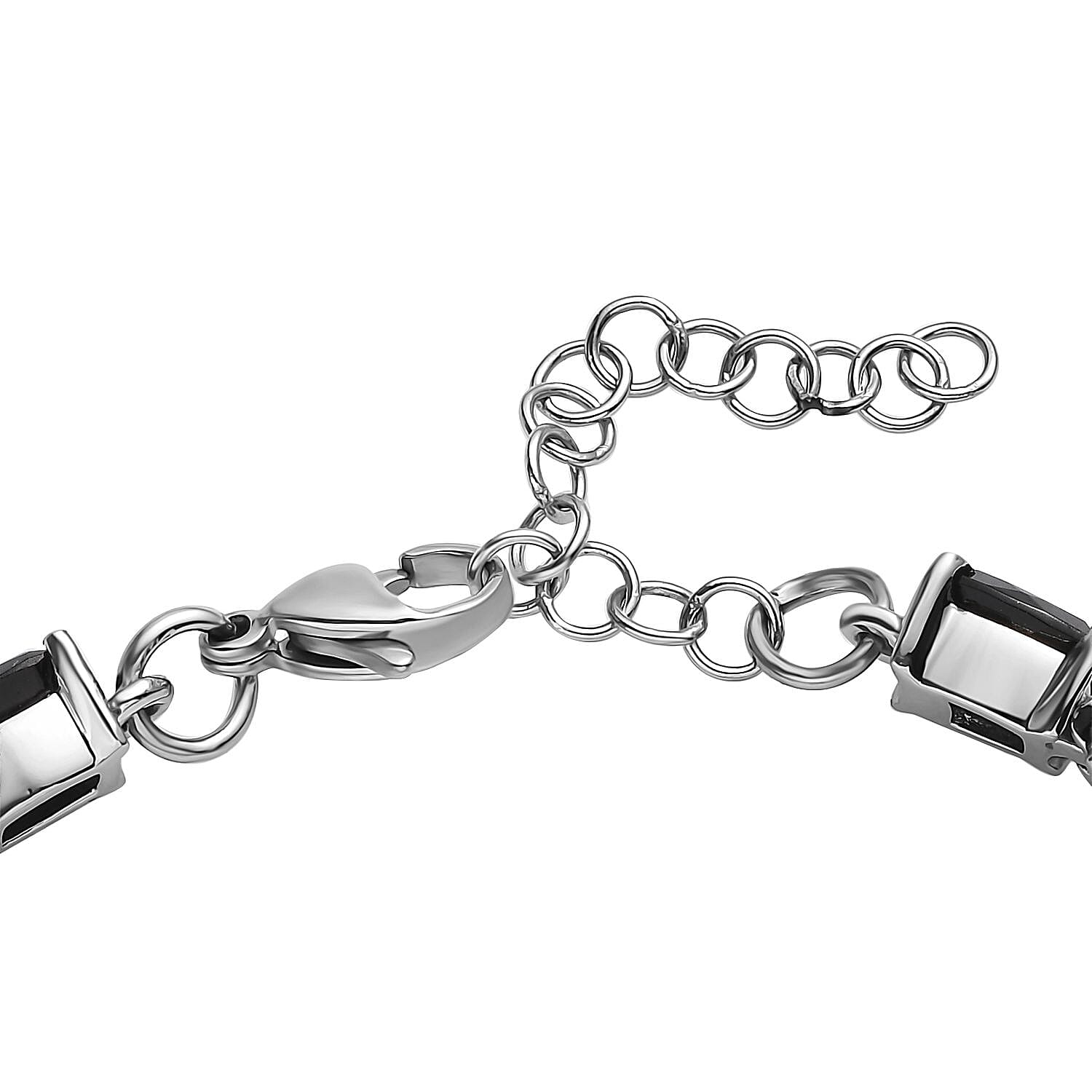 Thai Black Spinel Bracelet in Stainless Steel (6.50-8.0In) 20.65 ctw