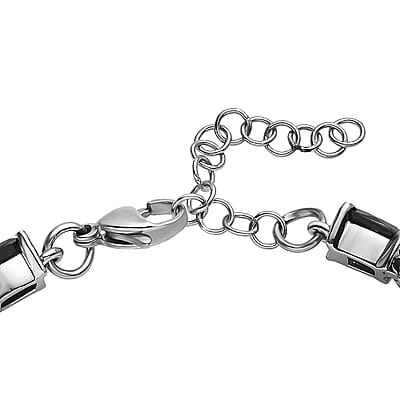 Thai Black Spinel Bracelet in Stainless Steel (6.50-8.0In) 20.65 ctw