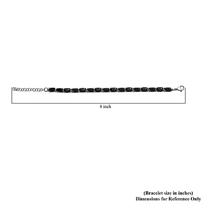 Thai Black Spinel Bracelet in Stainless Steel (6.50-8.0In) 20.65 ctw