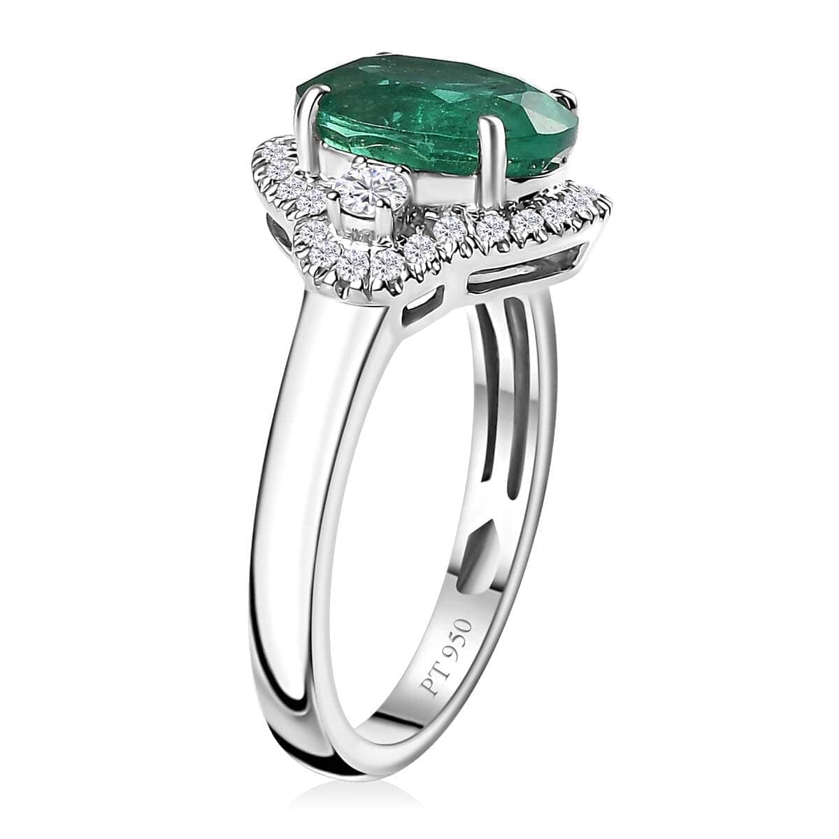 Rhapsody 950 Platinum AAAA Kagem Zambian Emerald, Diamond (E-F, VS2) (0.33 cts) Ring (Size 10.0) (5.85 g) 3.10 ctw image number 3