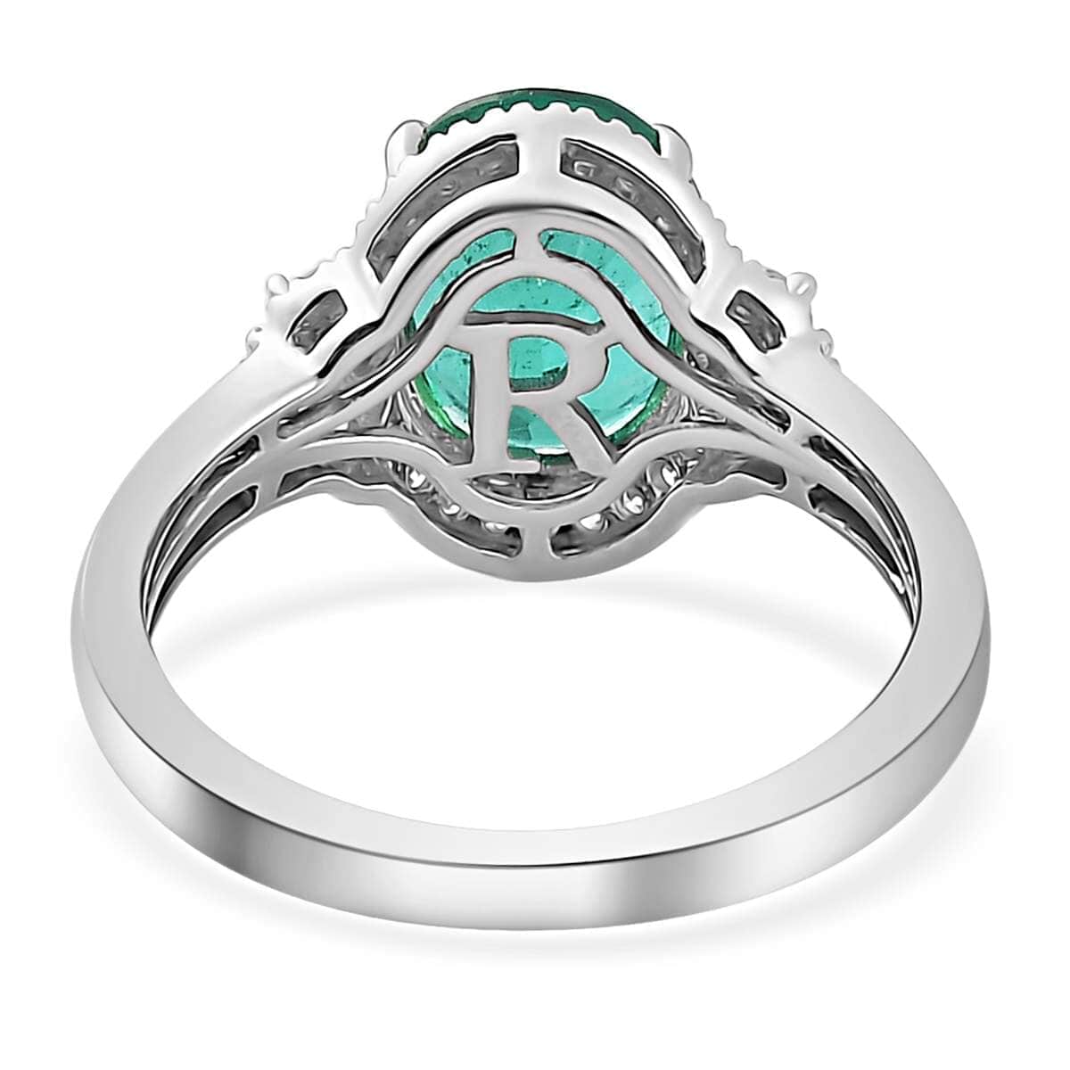 Rhapsody 950 Platinum AAAA Kagem Zambian Emerald, Diamond (E-F, VS2) (0.33 cts) Ring (Size 10.0) (5.85 g) 3.10 ctw image number 4