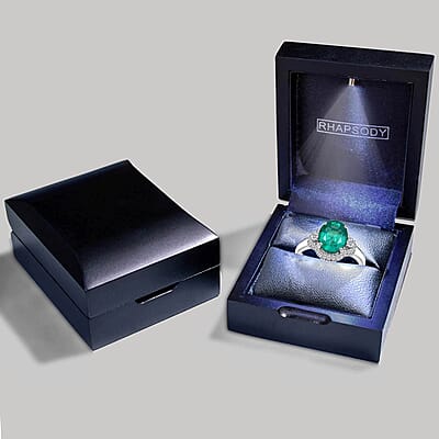 Rhapsody AAAA Kagem Zambian Emerald and E-F VS2 Diamond 3.10 ctw Ring in 950 Platinum (Size 10.0) 5.85 Grams