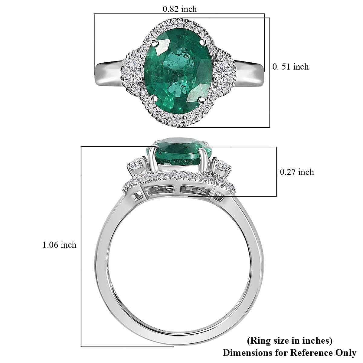 Rhapsody AAAA Kagem Zambian Emerald and E-F VS2 Diamond 3.10 ctw Ring in 950 Platinum (Size 7.5) 5.85 Grams image number 5