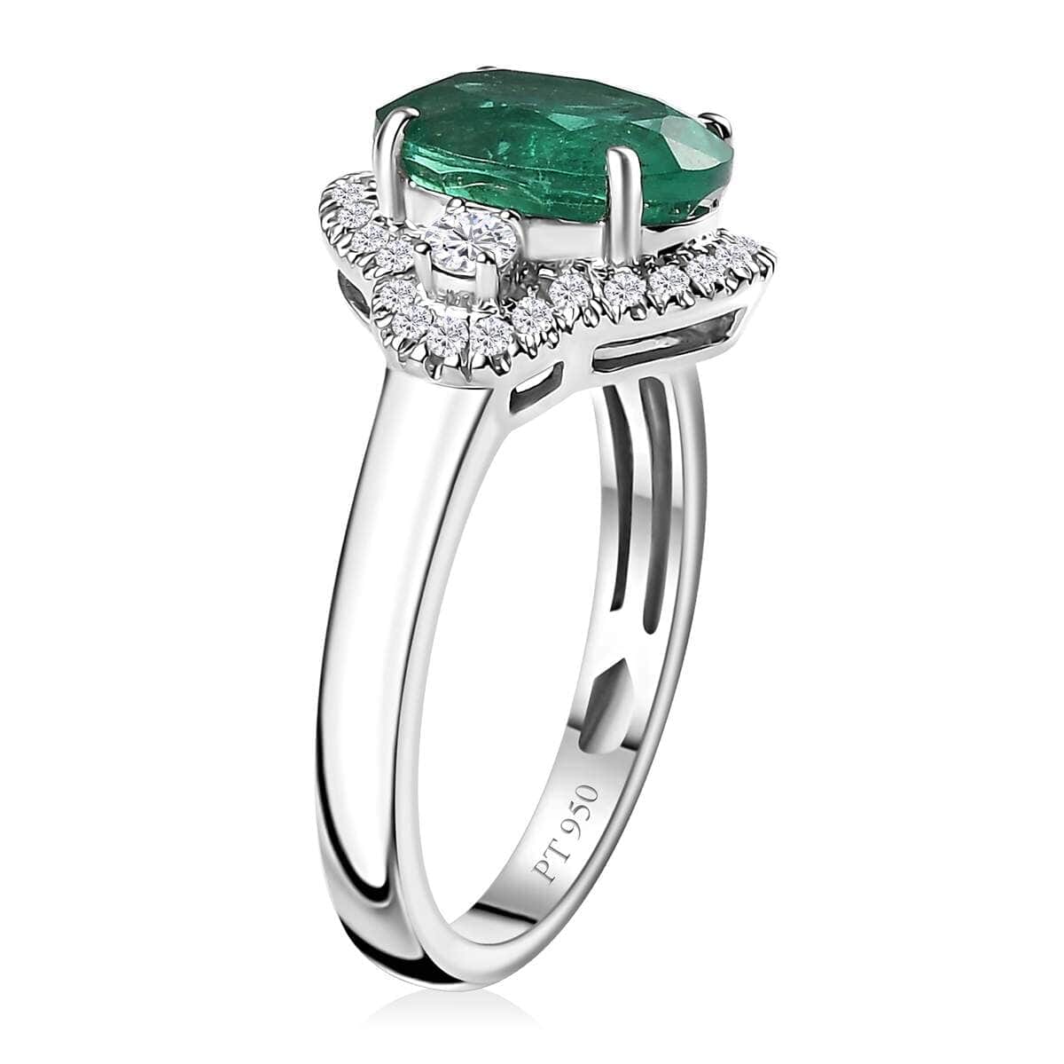 Rhapsody AAAA Kagem Zambian Emerald and E-F VS2 Diamond 3.10 ctw Ring in 950 Platinum (Size 8.0) 5.85 Grams image number 3