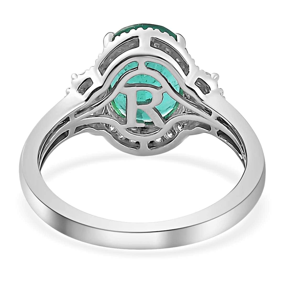 Rhapsody AAAA Kagem Zambian Emerald and E-F VS2 Diamond 3.10 ctw Ring in 950 Platinum (Size 8.5) 5.85 Grams image number 4