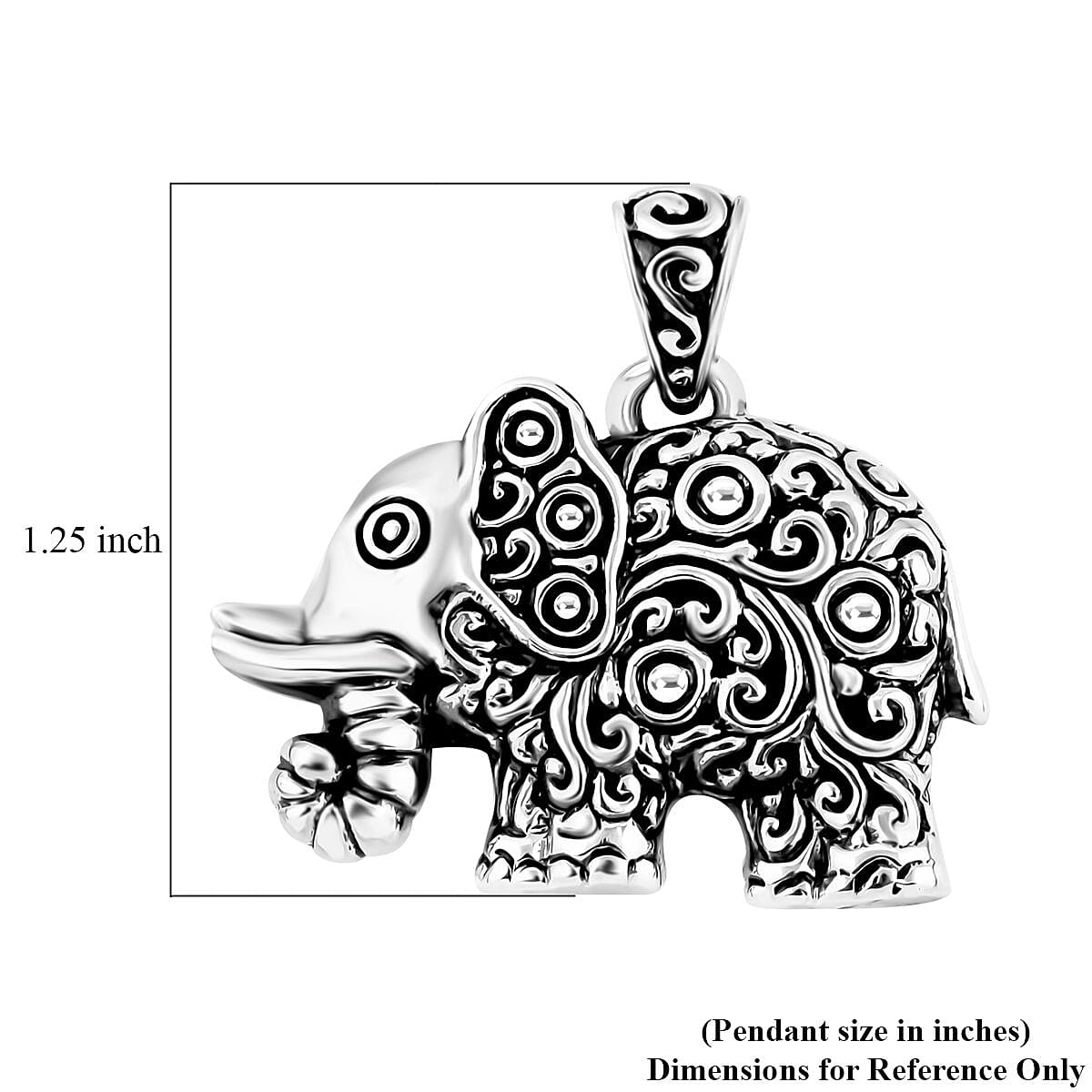Bali Legacy Sterling Silver Elephant Pendant without Chain 9.20 Grams