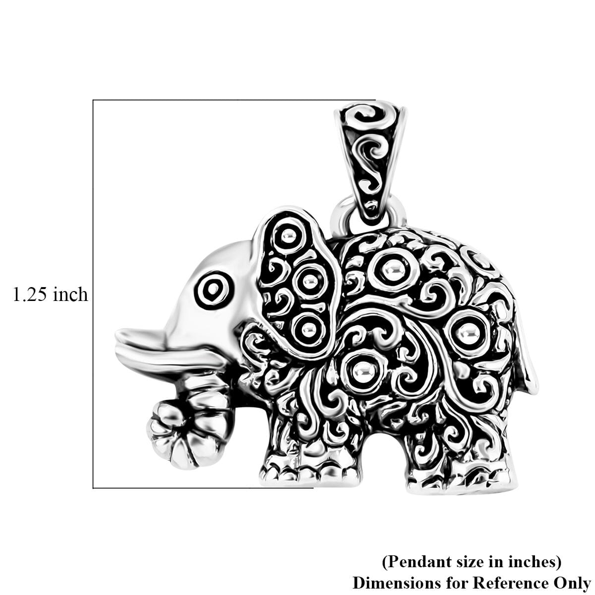 Bali Legacy Sterling Silver Elephant Pendant without Chain 9.20 Grams image number 5