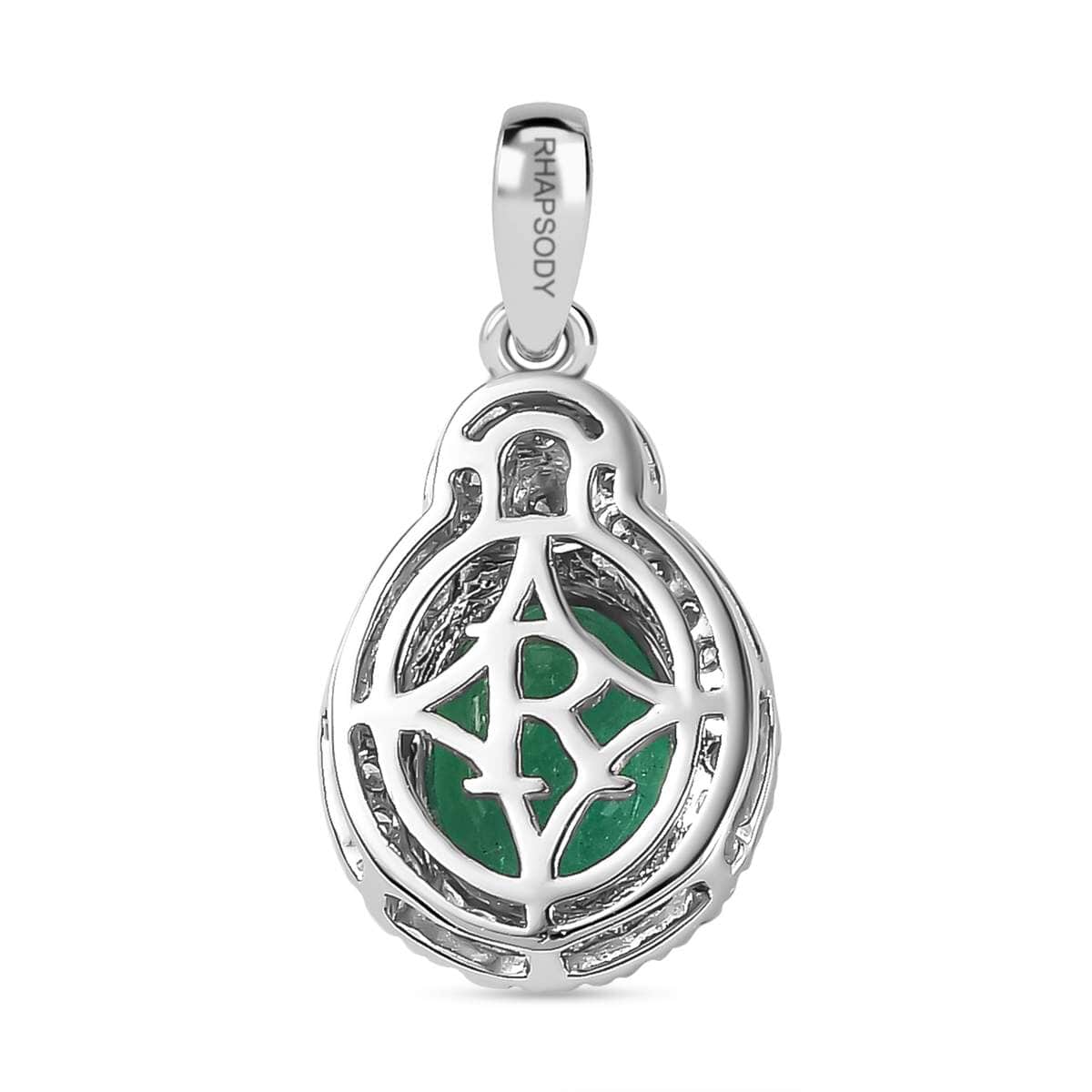 Rhapsody 950 Platinum AAAA Kagem Zambian Emerald and E-F VS2 Diamond Pendant 3.10 ctw image number 4