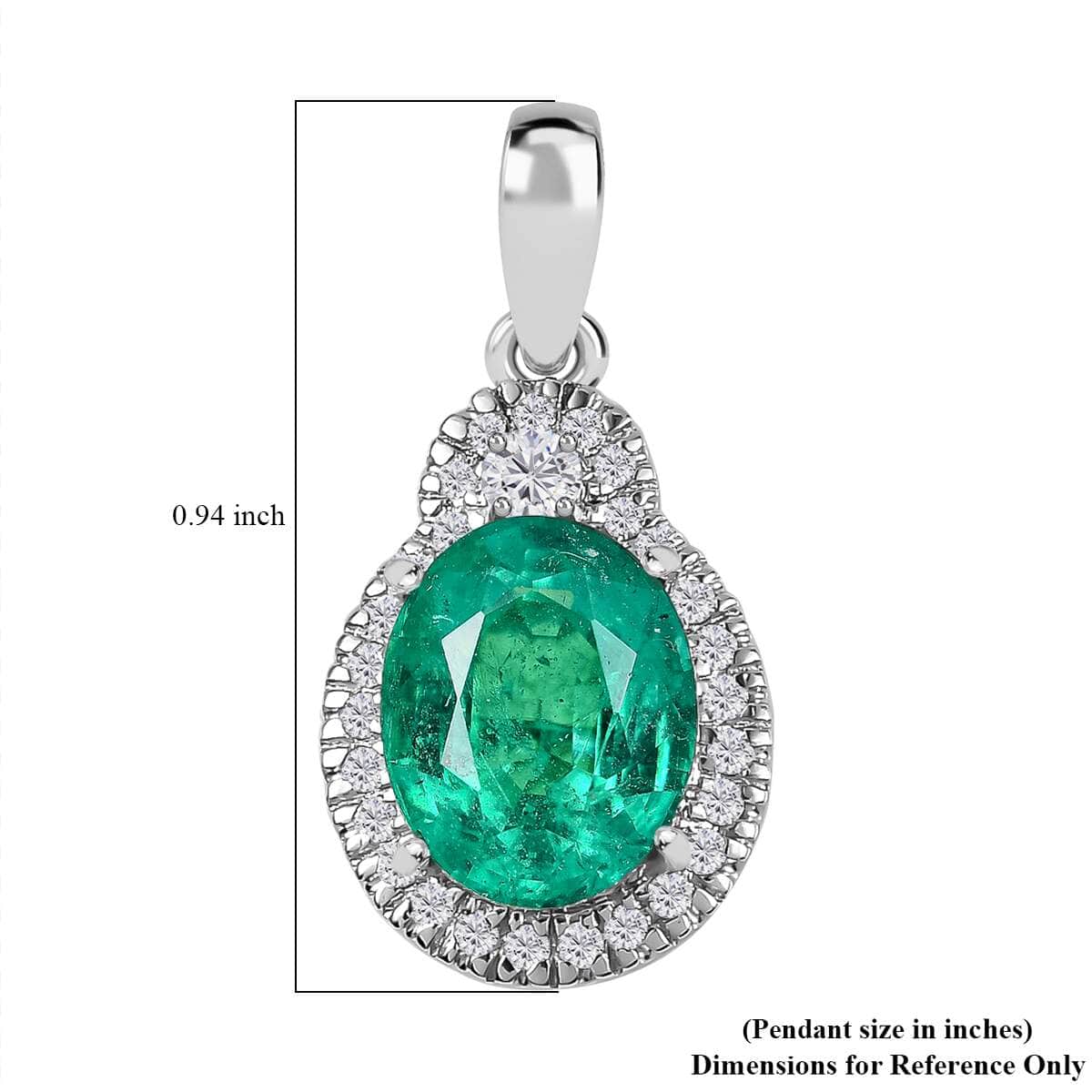 Rhapsody 950 Platinum AAAA Kagem Zambian Emerald and E-F VS2 Diamond Pendant 3.10 ctw image number 5