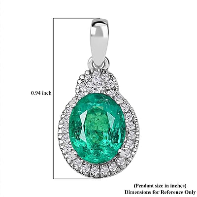 Rhapsody 950 Platinum AAAA Kagem Zambian Emerald and E-F VS2 Diamond Pendant without Chain 3.10 ctw