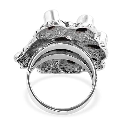 Bali Legacy Sleeping Beauty Turquoise and Blue Sapphire Native American Chief Ring in Sterling Silver (Size 10.0) 3.30 ctw