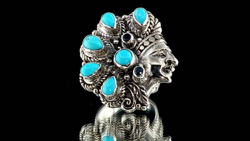 Memorial Day Doorbuster Bali Legacy Sleeping Beauty Turquoise, Blue Sapphire Ring in Sterling Silver (Size 10.0) 3.30 ctw