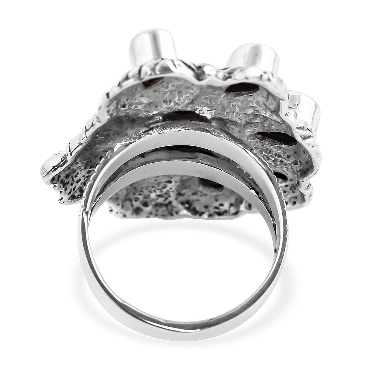 Bali Legacy Sleeping Beauty Turquoise and Blue Sapphire Native American Chief Ring in Sterling Silver (Size 8.0) 3.30 ctw image number 4