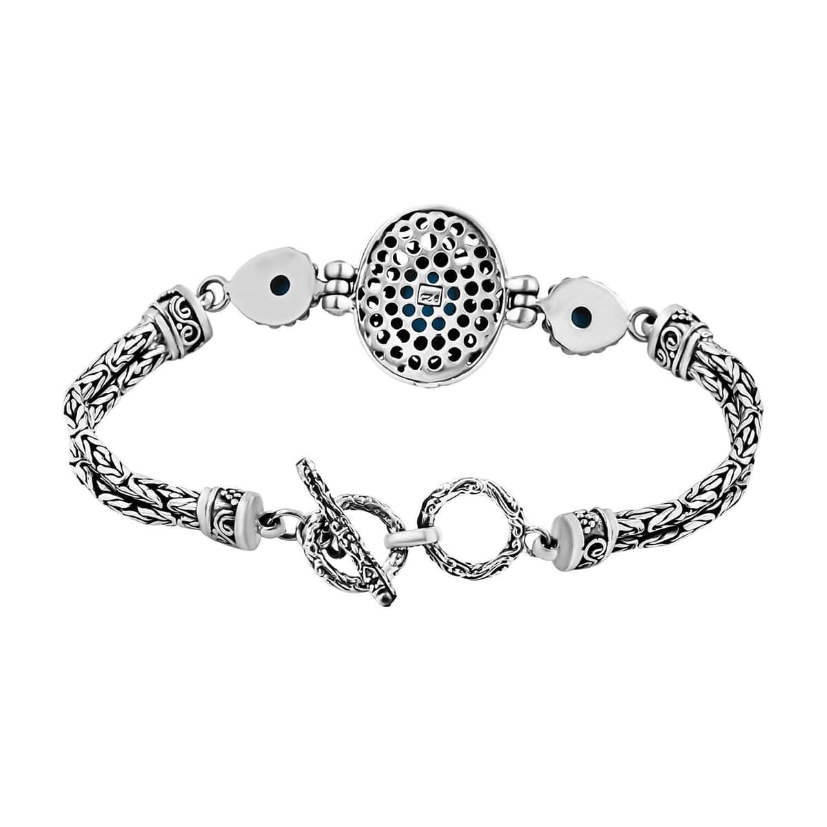 Bali Legacy Sleeping Beauty Turquoise Toggle Clasp Bracelet in Sterling Silver (7.25 In) 3.85 ctw image number 3
