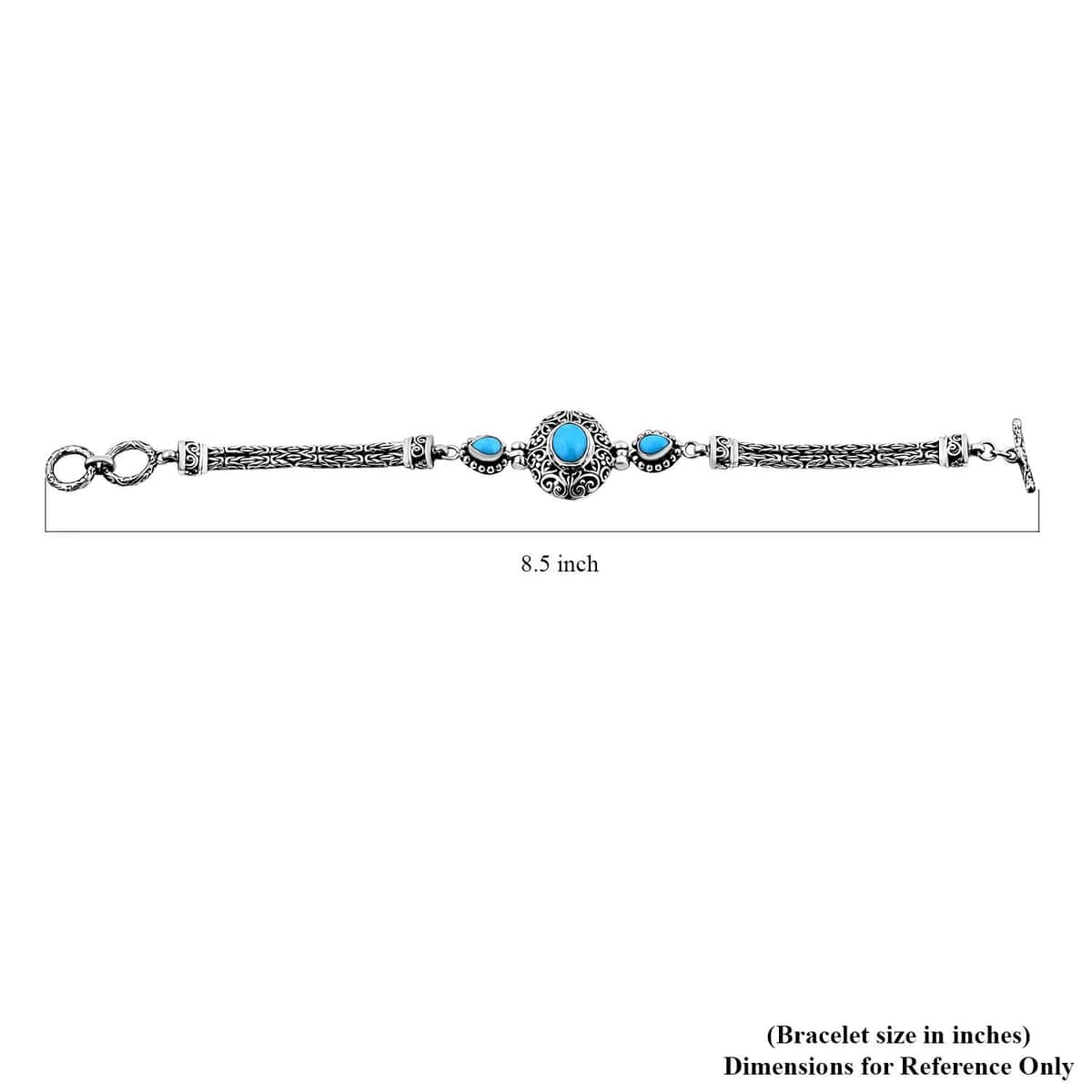 Bali Legacy Sleeping Beauty Turquoise Toggle Clasp Bracelet in Sterling Silver (7.25 In) 3.85 ctw image number 4