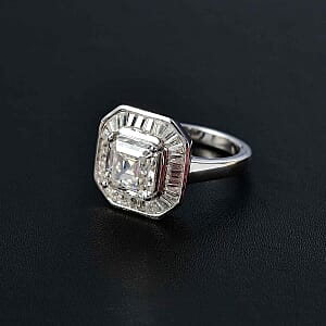 Moissanite 3.51 ctw Ring in Rhodium Over Sterling Silver (Size 8)