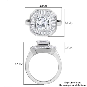Moissanite 3.51 ctw Ring in Rhodium Over Sterling Silver (Size 8)