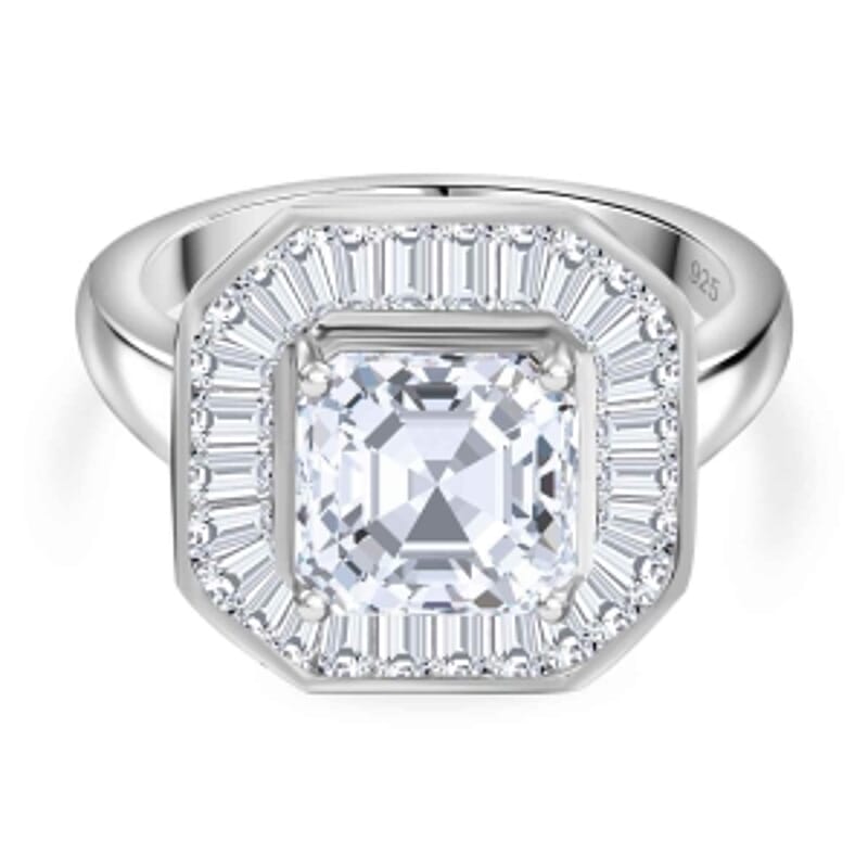Moissanite 3.51 ctw Ring in Rhodium Over Sterling Silver (Size 9)