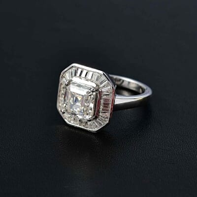 Moissanite 3.51 ctw Ring in Rhodium Over Sterling Silver (Size 9)