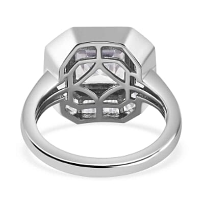 Moissanite 3.51 ctw Ring in Rhodium Over Sterling Silver (Size 9)