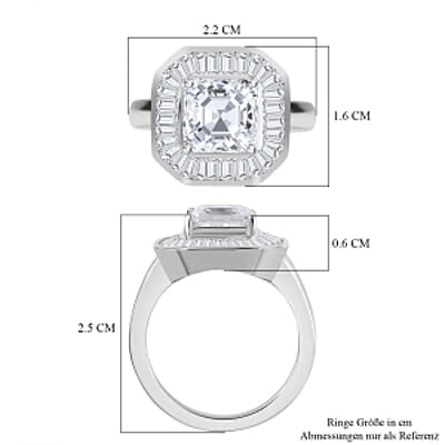 Moissanite 3.51 ctw Ring in Rhodium Over Sterling Silver (Size 9)
