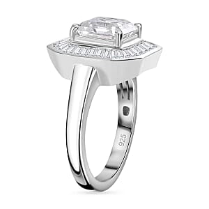 Moissanite 3.51 ctw Ring in Rhodium Over Sterling Silver (Size 10)