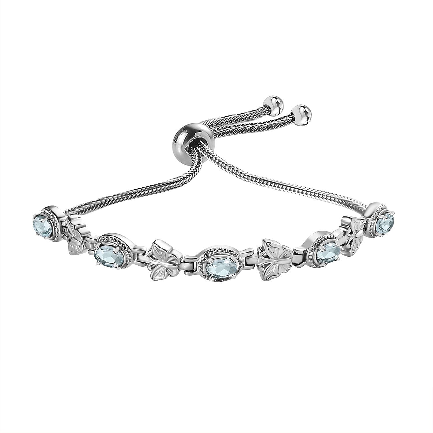 Sky Blue Topaz 2.40 ctw Bracelet in Stainless Steel (10.50 In)