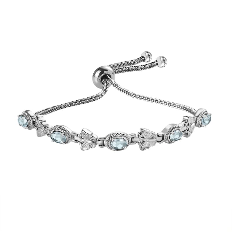 Sky Blue Topaz 2.40 ctw Bracelet in Stainless Steel (10.50 In)
