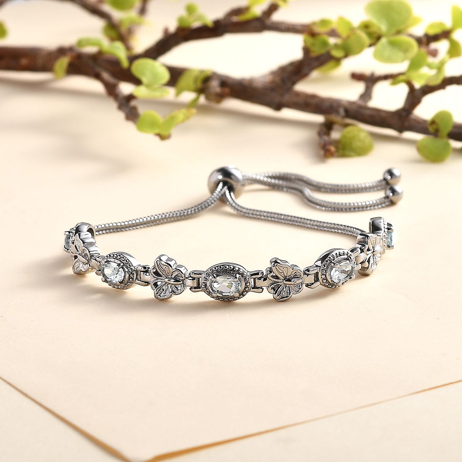 Sky Blue Topaz 2.40 ctw Bracelet in Stainless Steel (10.50 In)