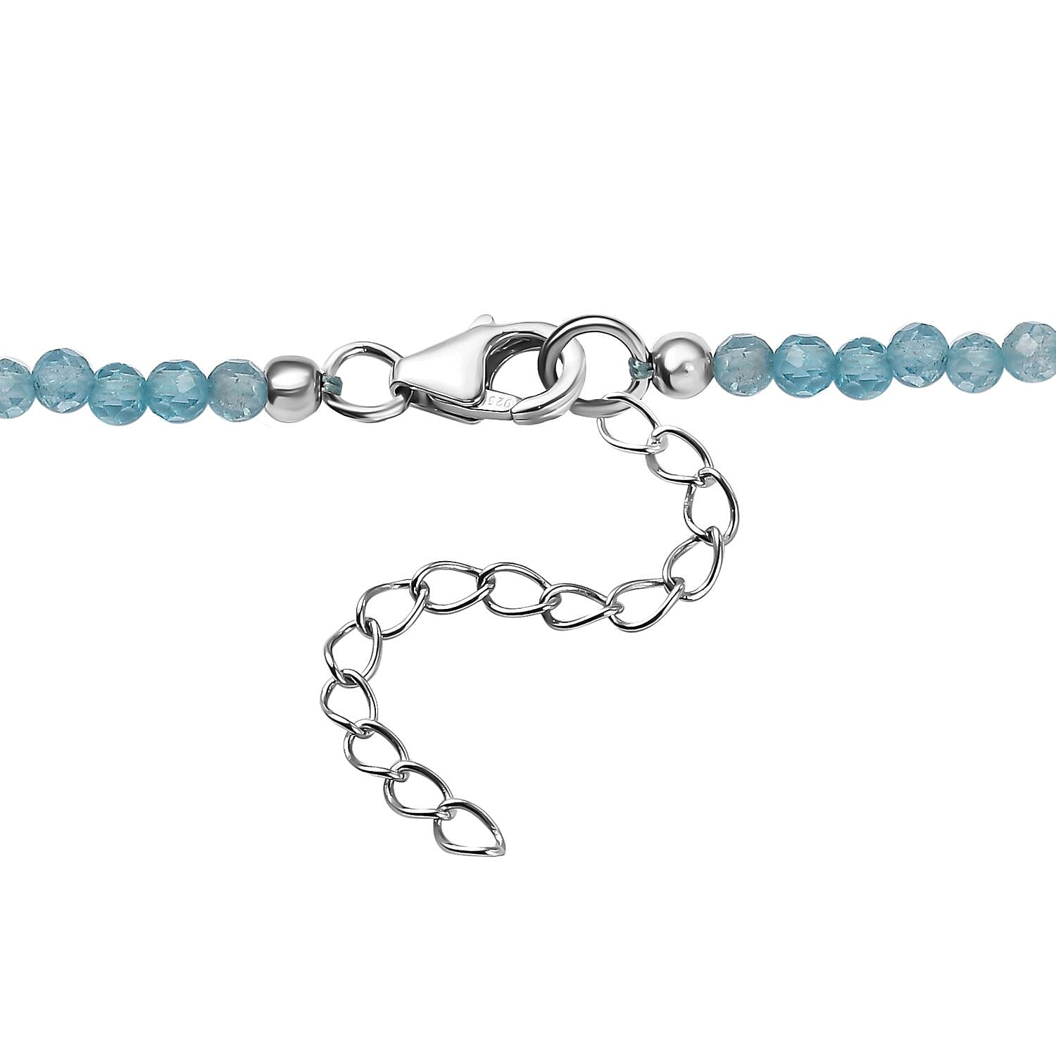 Malagasy Labradorite and Apatite Beads 51.80 ctw Necklace in Rhodium Over Sterling Silver 18 Inches