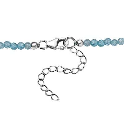 Malagasy Labradorite and Apatite Beads 51.80 ctw Necklace in Rhodium Over Sterling Silver 18 Inches