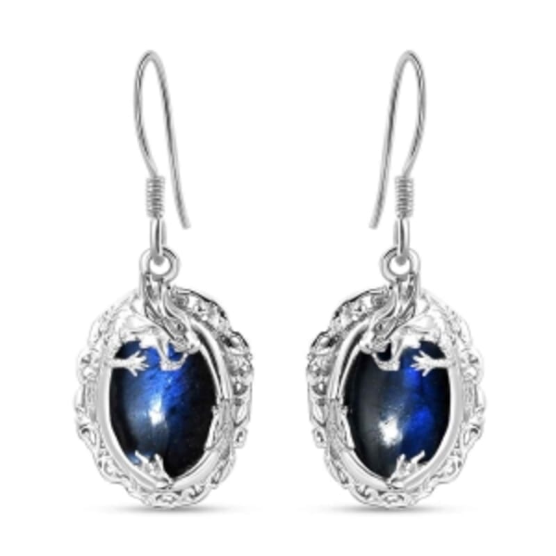 Labradorite Fancy 14.04 ctw Earrings in Rhodium Over Sterling Silver