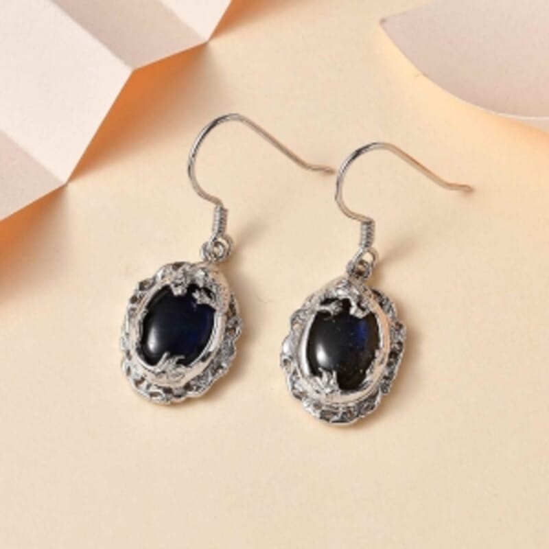 Labradorite Fancy 14.04 ctw Earrings in Rhodium Over Sterling Silver