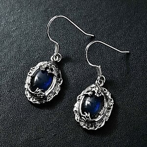 Labradorite Fancy 14.04 ctw Earrings in Rhodium Over Sterling Silver