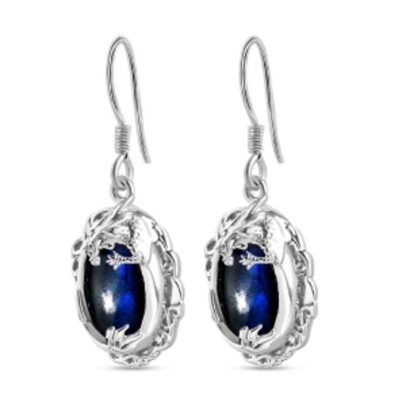 Labradorite Fancy 14.04 ctw Earrings in Rhodium Over Sterling Silver