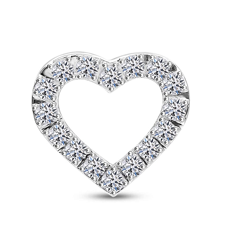 Luxuriant Lab Grown Diamond SI Heart Pendant without Chain in Platinum Over Sterling Silver 0.60 ctw