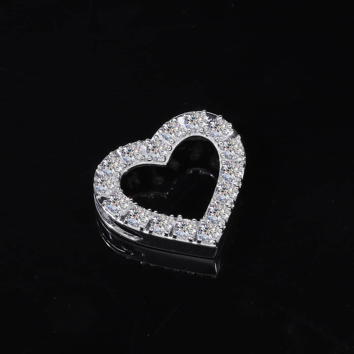 Luxuriant Lab Grown Diamond SI Heart Pendant in Platinum Over Sterling Silver 0.60 ctw image number 1