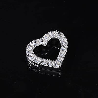 Luxuriant Lab Grown Diamond SI Heart Pendant without Chain in Platinum Over Sterling Silver 0.60 ctw