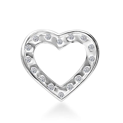 Luxuriant Lab Grown Diamond SI Heart Pendant without Chain in Platinum Over Sterling Silver 0.60 ctw