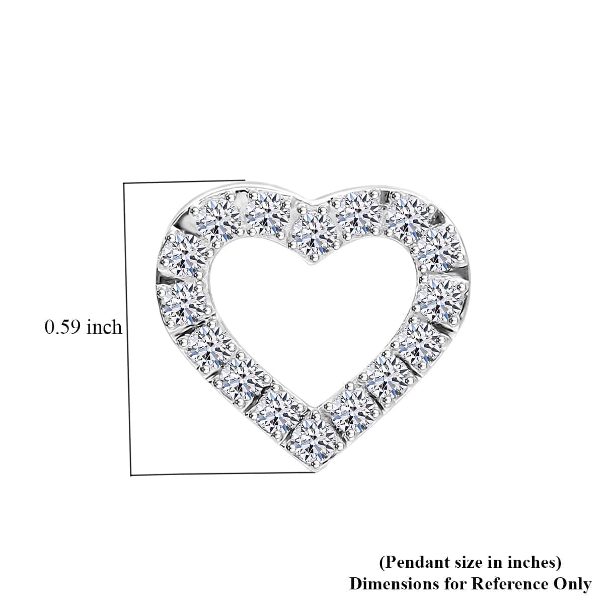 Luxuriant Lab Grown Diamond SI Heart Pendant in Platinum Over Sterling Silver 0.60 ctw image number 5