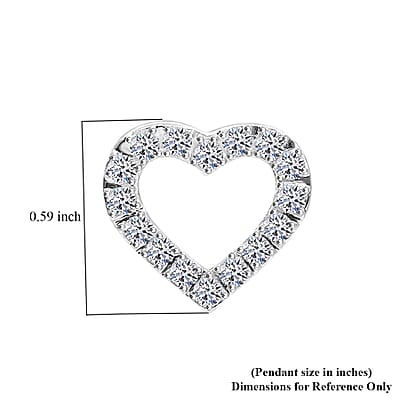Luxuriant Lab Grown Diamond SI Heart Pendant without Chain in Platinum Over Sterling Silver 0.60 ctw