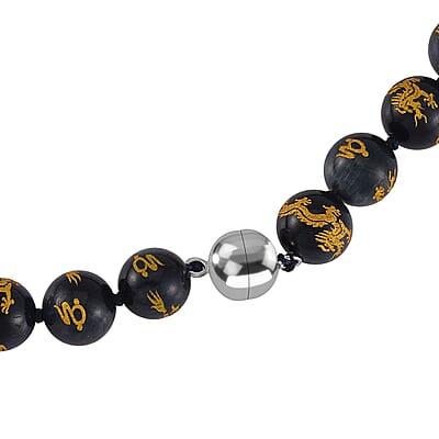Enhanced Blue Tigers Eye 335.00 ctw Beaded Necklace in Rhodium Over Sterling Silver 20 Inches  
