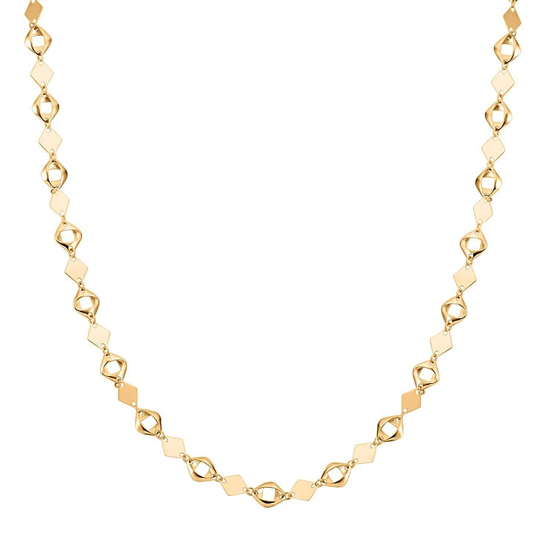 Coriandoli Oro Italian 10K Yellow Gold Diamond-Cut and Marquise Elements Necklace 18 Inches 3.10 Grams