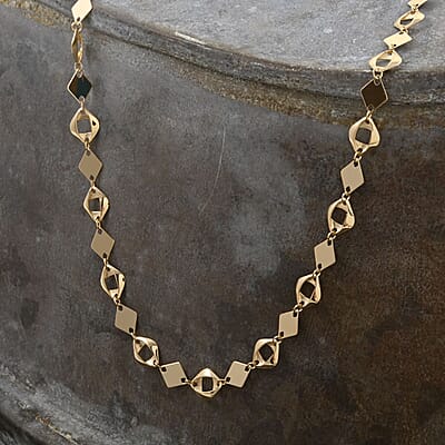 Coriandoli Oro Italian 10K Yellow Gold Diamond-Cut and Marquise Elements Necklace 18 Inches 3.10 Grams