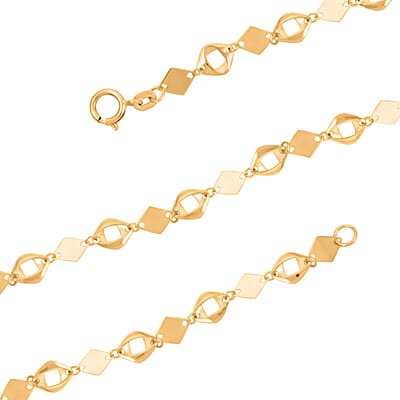 Coriandoli Oro Italian 10K Yellow Gold Diamond-Cut and Marquise Elements Necklace 18 Inches 3.10 Grams