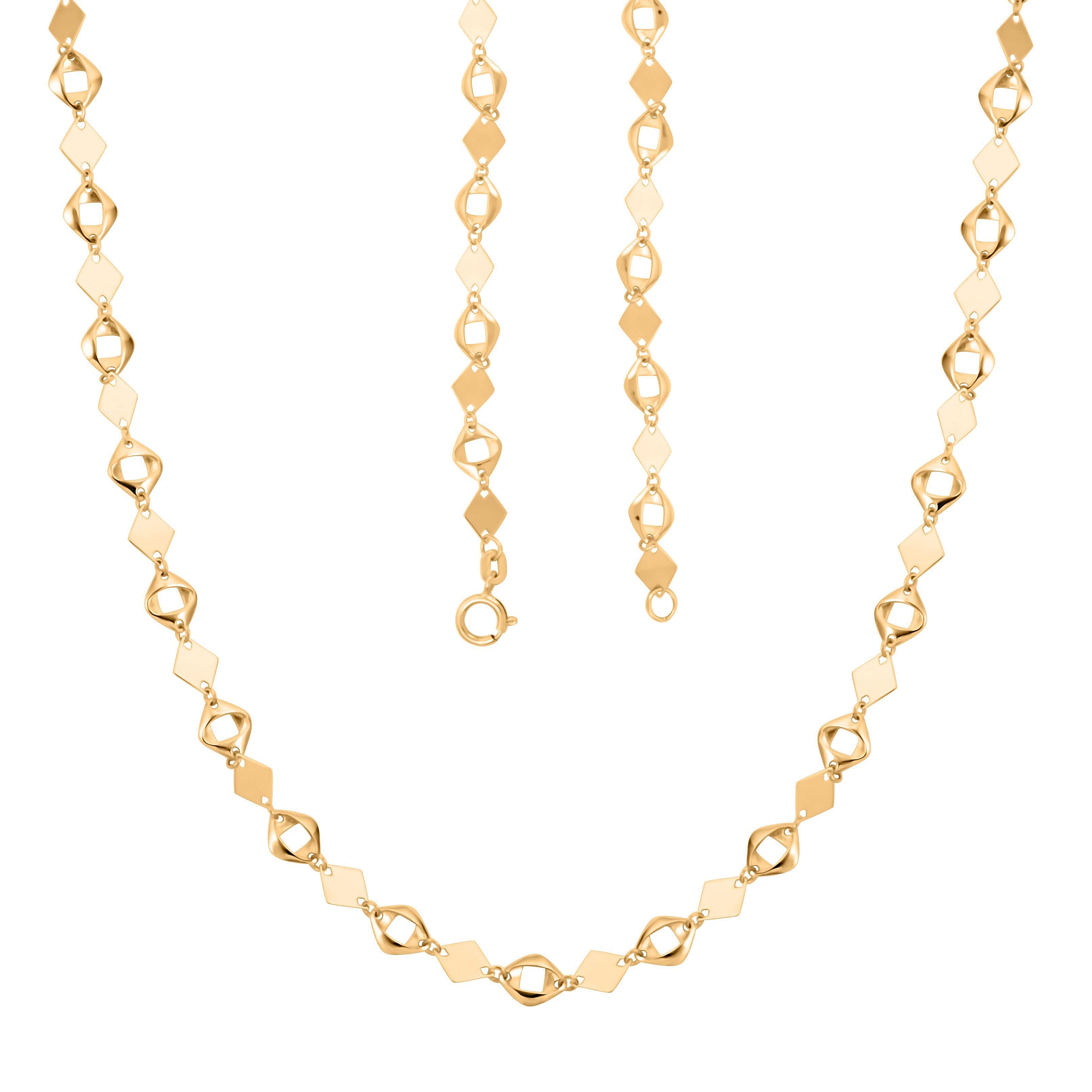 Coriandoli Oro Italian 10K Yellow Gold Diamond-Cut and Marquise Elements Necklace 18 Inches 3.10 Grams