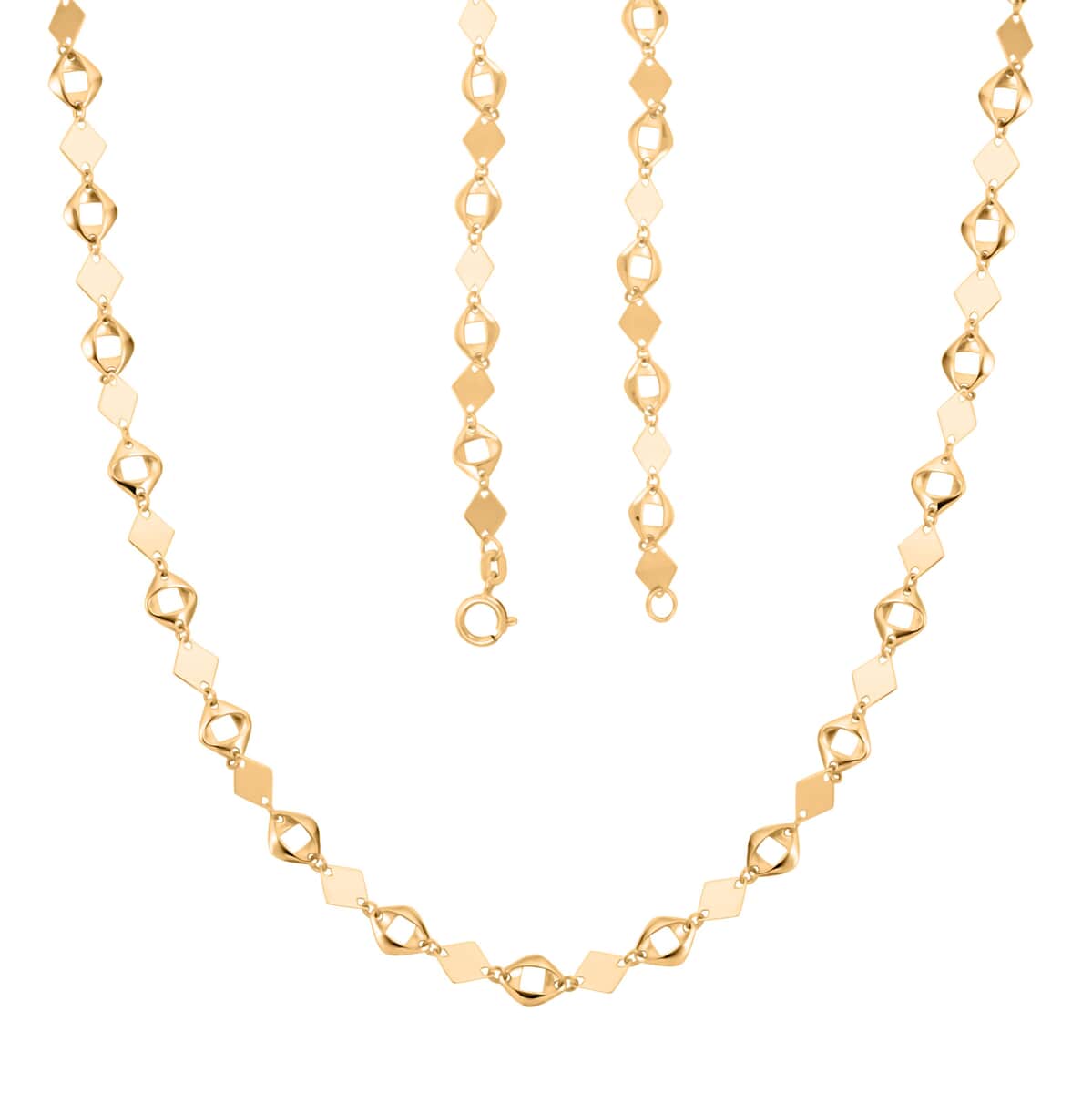 Coriandoli Oro Italian 10K Yellow Gold Diamond-Cut and Marquise Elements Necklace 18 Inches 3.10 Grams image number 3