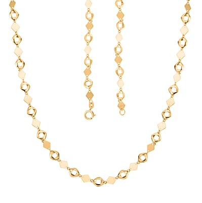 Coriandoli Oro Italian 10K Yellow Gold Diamond-Cut and Marquise Elements Necklace 18 Inches 3.10 Grams